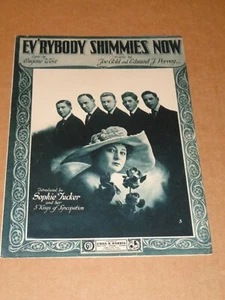 Sophie Tucker - Ev'rybody Shimmies Now 1918 US sheet music - Picture 1 of 1