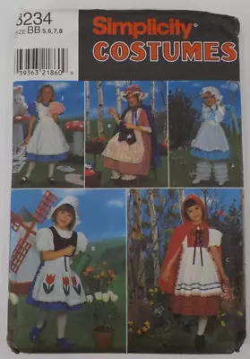 SIMPLICITY COSTUMES PATTERN #8234 CHILD'S DRESS CAPE PANTALOONS UNCUT PRINT 1998 - Image 1 of 4