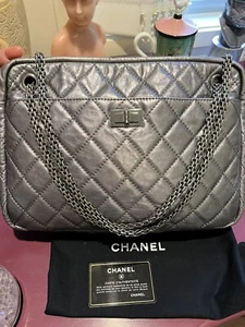 Chanel Dark Silver Quilted Calfskin Leather Large Reissue Camera Case Bag - Picture 1 of 17