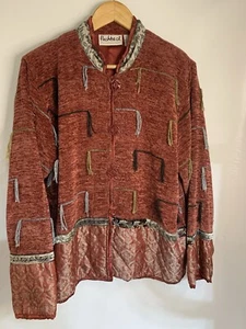 Flashback pflaumenrot Boho Blumen Damen Gr. M Baumwollmischung Knopf auffällig 2-farbig - Bild 1 von 6