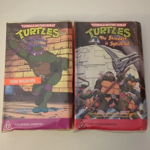 Teenage Mutant Ninja Turtles 2 x Clamshell VHS Video Tape Lot PAL Movie/Cartoon - Picture 1 of 6