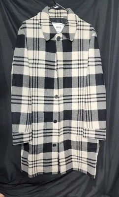 Abrigo AMI Alexandre Mattiussi Negro Azul Estampado a Cuadros Informal 2 Botones Frontales Talla 48 Foto 1 de 4