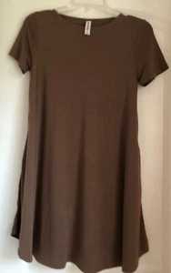 NWOT Zenana Premium brown short sleeve mini dress size S - Picture 1 of 5