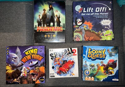 Lot 5x Adult Board Games Pandemic King New York SpyFall￼ Looney Quest Lift Off! - Image 1 of 4