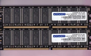 2GB 2x1GB PC-3200E DDR-400 ECC AVANT AVM7228U52C3400K1-NYCP RAM MEMORY KIT DDR1 - Picture 1 of 2