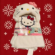 Hello Kitty 🎀White Hooded Blanket  30in X 50in Super Soft Plush Hooded NEW