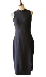 A.B.S Collection Women's Black Knit Storm Mock Neck Side Slit Midi Dress Size 8 - Picture 1 of 15