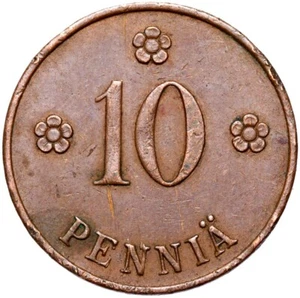 Finland coin-10 Pennia Pennia 1919-Helsinki-Vantaa-condition! - Picture 1 of 2