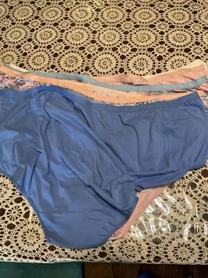 NWOT Comfort Choice Pink Blue Solid & Flrl Panties Cotton Set  5 Plus Size 15 6X - Image 1 of 4