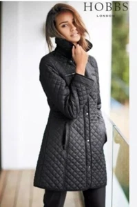 Hobbs London Navy Quilted Zip Front Hip Length Coat Women’s US12 - Picture 1 of 24