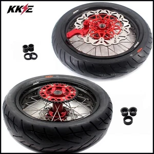 KKE 3.5/4.25*17 Rim Fit HONDA XR650R 2000-2008 Supermoto Spoked Wheels CST Tires - Picture 1 of 14