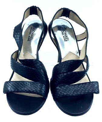 Sandalias Michael Kors con cordones para mujer 8 M negras con estampado de serpiente de cuero tacones de vestir Foto 1 de 4