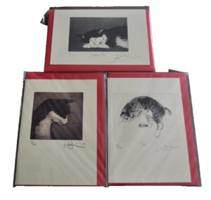 KATZEN von JULIAN WILLIAMS Vintage 3 Notizkarten & rote Umschläge ZWEI BÖSE MÄUSE versiegelt! - Bild 1 von 5