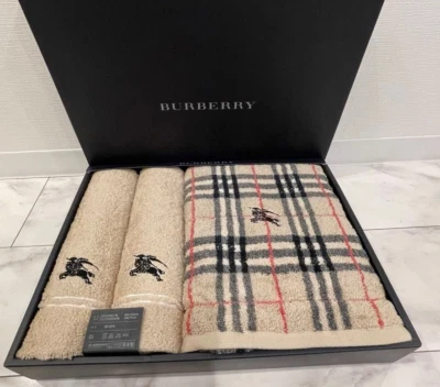 Burberry Beach Bath towel & Face towel Set Cotton 100% w/o Box Japan-Made - Image 1 of 4