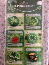 St. Patrick's Day 6 Small Pinback Buttons NEW Green White Orange