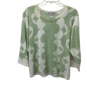 Cathy Daniels Womens 3/4 Sleeve Acrylic Pullover Sweater Size XL Green White - Picture 1 of 13