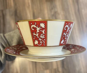 Vintage Lenox USA China Firesong Design Sauciere mit befestigtem Unterteller MCM - Bild 1 von 7
