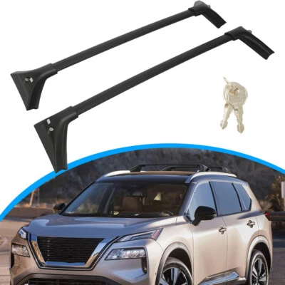 For 2021-2024 Nissan Rogue Black Aluminum Roof Rack Rail Cross Bar Cargo Carrier - Imagem 1 de 4