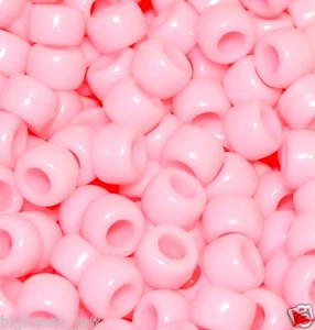 acrylique perles de poney, opaque, rose, 9 x 6 mm, 100 pcs ou 300 pcs - Bild 1 von 1