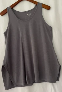 Athleta Relaxed Tank Top Women's S Gray Ribbed Drapey Slit Hem Sleeveless - Picture 1 of 5