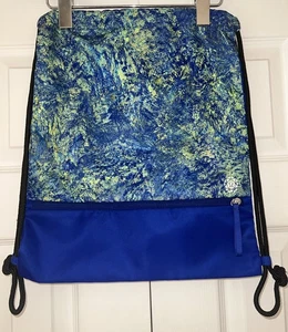 Lululemon Seawheeze 2019 Blue Green Printed Polyester Drawstring Gym Bag OS EUC - Picture 1 of 10
