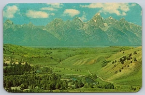 Postcard Wyoming Grand Teton National Park Range Gros Ventre Jackson Hole c1960s - Picture 1 of 2