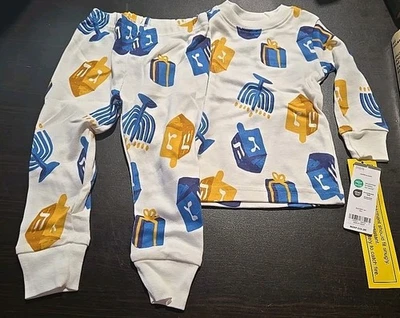 Conjunto de pijama de manga larga con estampado Hanukkah blanco Carters niños talla 12 m nuevo Foto 1 de 3