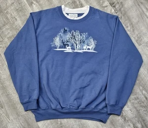 Country Store Katalog Blau Schnee Hirsch Rundhals Pullover Unisex Größe XL - Bild 1 von 6