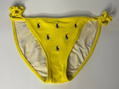 Parte inferior de natación bikini caballo bordado amarillo vintage Y2K Ralph Lauren hecha en EE. UU. M Foto 1 de 4