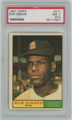 Bob Gibson 1961 Topps PSA 7 (OC) #211 Cardenales de San Luis Foto 1 de 2
