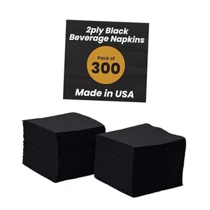 Servilletas para bebidas negras de 2 capas - 300 servilletas para cócteles, paquete de 10 unidades de 300 quilates - Imagen 1 de 7