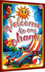 WELTGRÖSSTE ZEICHEN! WILLKOMMEN IN OHANA! METALLSCHILD 8X12 TIKI BAR POOL HAWAII - Bild 1 von 5
