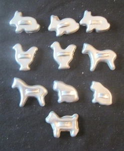 Lot of 10 Miniature Vintage Aluminum Cookie Cookie Cutters - Picture 1 of 2