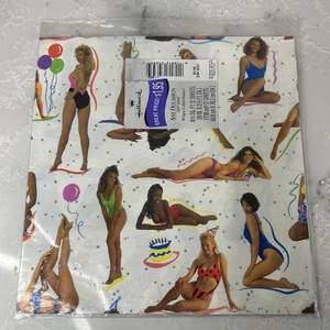 VTG 80’s Hallmark Adult Bikini Swimsuit Women Wrapping Paper USA Birthday - Picture 1 of 3