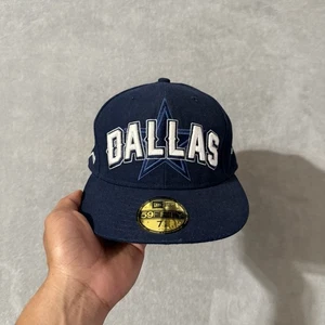 Dallas Cowboys 59FIFTY New Era Hat Size 7 1/8 Navy NFL Fitted Cap Embroidered - Picture 1 of 7