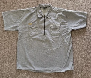 Prison Blues MENS 2XL 406 Hickory Stripe 1/2 Zip Denim Short Sleeve PRSN BLU USA - Picture 1 of 8