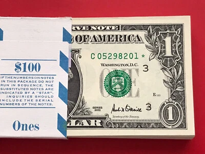STAR NOTE $1 Dollar Bill , Crisp, consecutive,uncirculated *GEM*  - Image 1 of 3