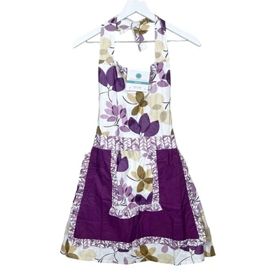 Delantal de cocina para hornear de algodón con flores de papel de la colección Martha Stewart Morado Foto 1 de 4