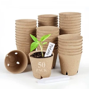 50pcs Peat Pots 3.15inch Seed Starting Pots With Drainage Holes Round Nursery Po - Picture 1 of 6
