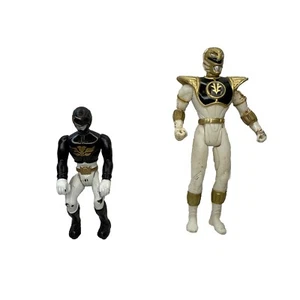 Two 1995 Mighty Morphin Power Rangers Figures White & Black - Picture 1 of 5