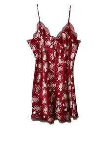Jaclyn Smith Sleepwear RED HEARTS LACE TRIM NIGHTGOWN Size Large Valentines Day - Picture 1 of 9