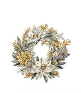 Zum Selbermachen weißer Weihnachtskranz hängender Diamant Kunst Kit Kristall 24 cm x 23,5 cm Acryl - Bild 1 von 5