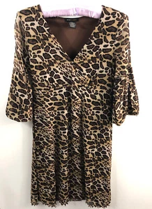 BCBG MaxAzria Leopard Brown Dress XS Animal Print V Neck - Bild 1 von 5