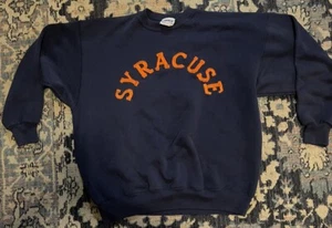 Vintage Syracuse University Sweatshirt Large Orangemen Crewneck USA  1990s Blue - Picture 1 of 9