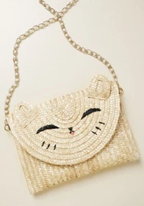 Modcloth Stroh Katzenliebhaber/Katze Dame Clutch Whisker-Taker Umhängetasche - Bild 1 von 6