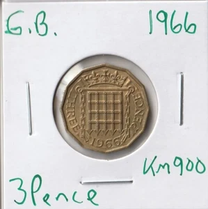 Coin Great Britain 3 Pence 1966 KM900, Elizabeth II - Picture 1 of 2