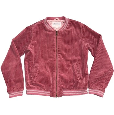 Gymboree Rose Pink Corduroy Varsity Bomber Jacket Girls Size M 7-8 Zip Up Preppy - Image 1 of 4