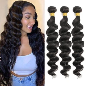 10A Loose Deep Wave Bundles Human Hair Bundles Weft Remy Virgin Hair Extensions - Picture 1 of 12