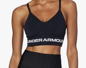 Under Armour Women's Seamless Low Impact Long Bra - Navy Size Large NEW - Picture 1 of 5