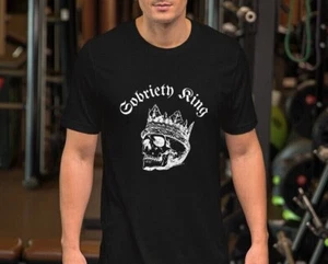 Sober T-Shirt Men, Sobriety Tshirt Sober King, Recovery, Anniversary Gift - Picture 1 of 6